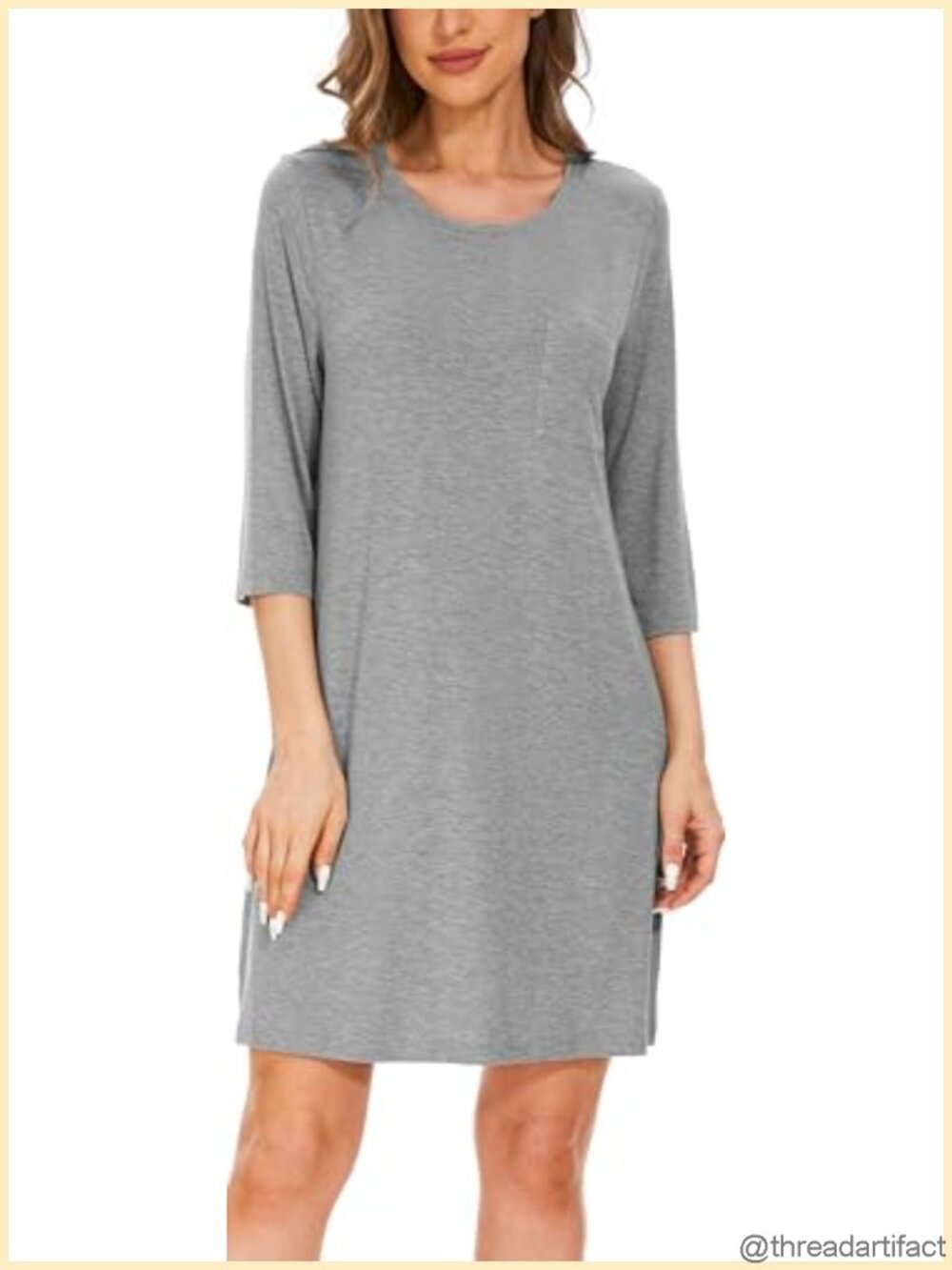 GYS Bamboo Viscose Cooling 3/4 Sleeve Nightgown Sleepshirt for Women